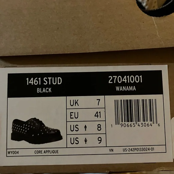 Dr martens doc 1461 stud wanama leather Oxford shoes oxfords studded 8 9 - Picture 8 of 8